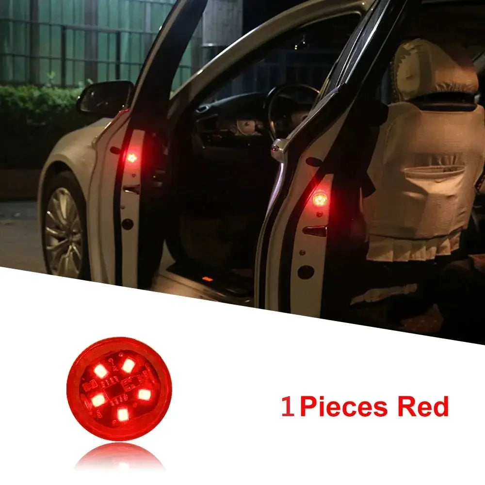 1 piece universal red LED car door safety warning light with magnetic sensor