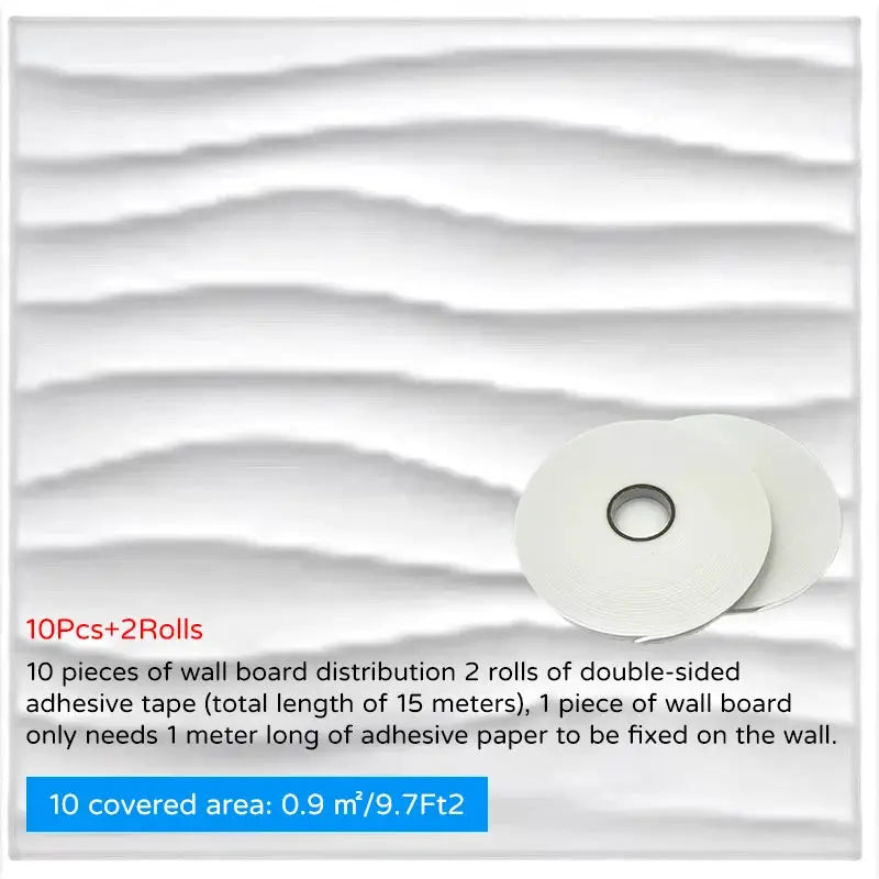 10-piece white 30x30cm 3D wall panel set by Simples Market for living room/bedroom decor