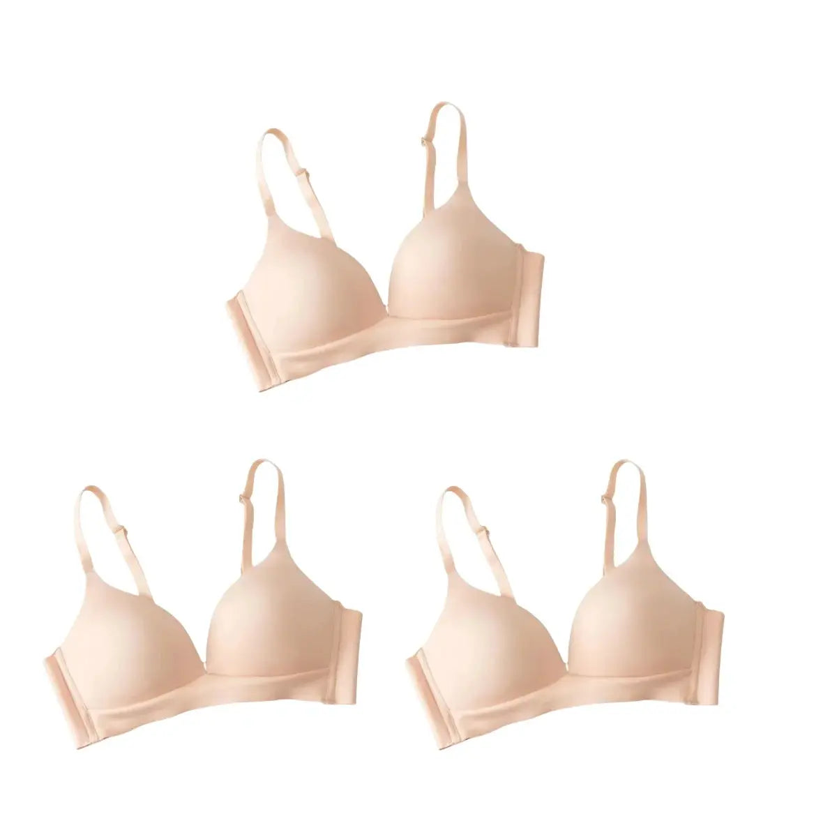 Simples Market 4-pack nude seamless bras for women, non-wire, push-up, deep V cups