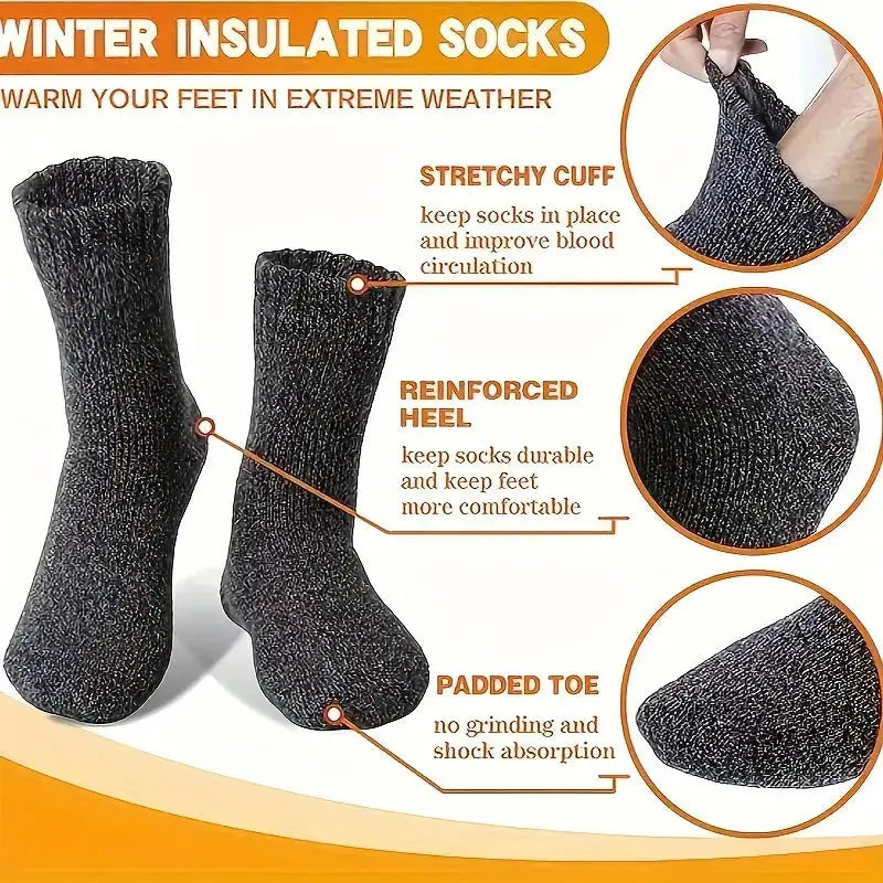 3 Pairs Womens Thermal Boot Socks Thick Winter Warm Cotton Socks Outdoor Comfort Pack