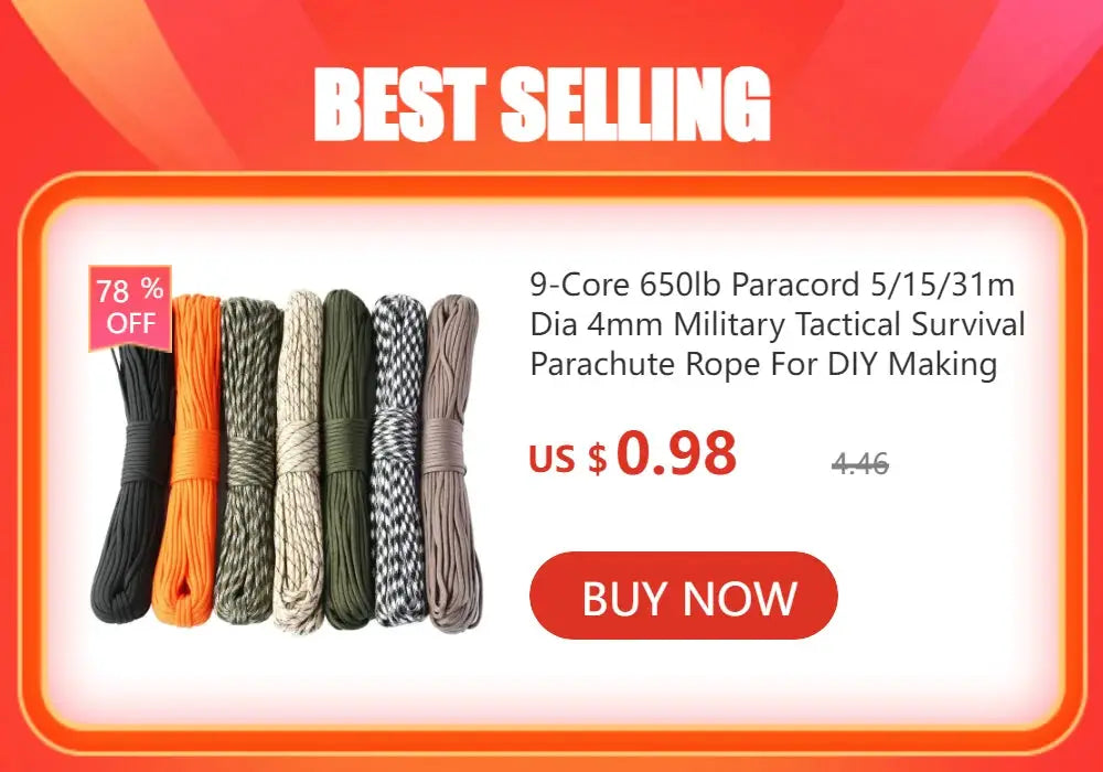 Paracord keychain survival set of eight braided cords in assorted colors.