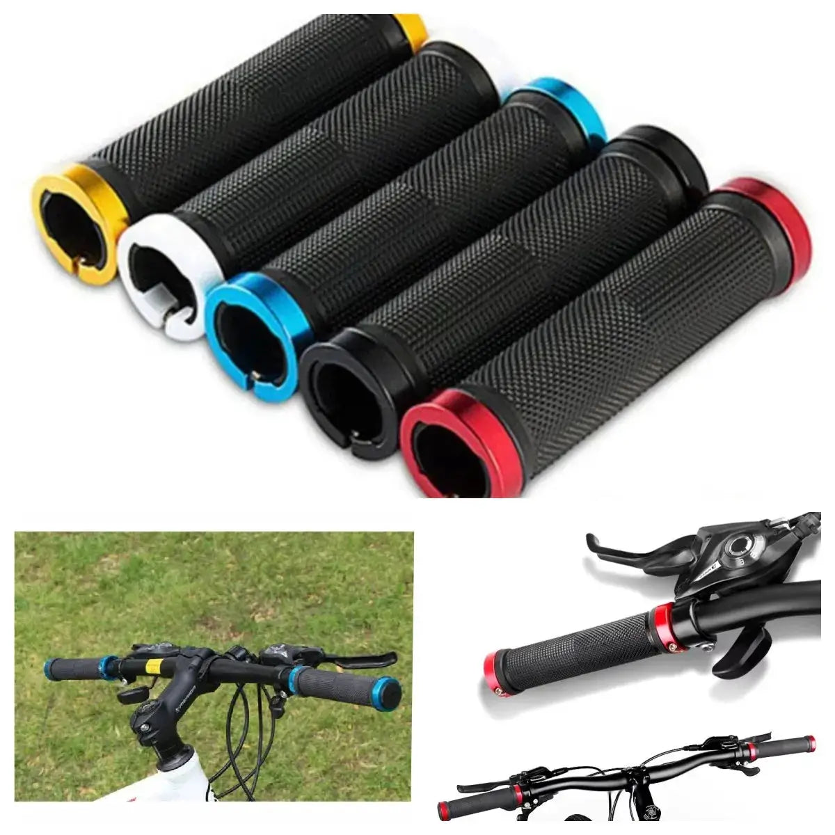 Bicycle Handlebar Grips Rubber Bilateral Lock Non Slip For BMX MTB Mountain Bikes Cycling Accessories