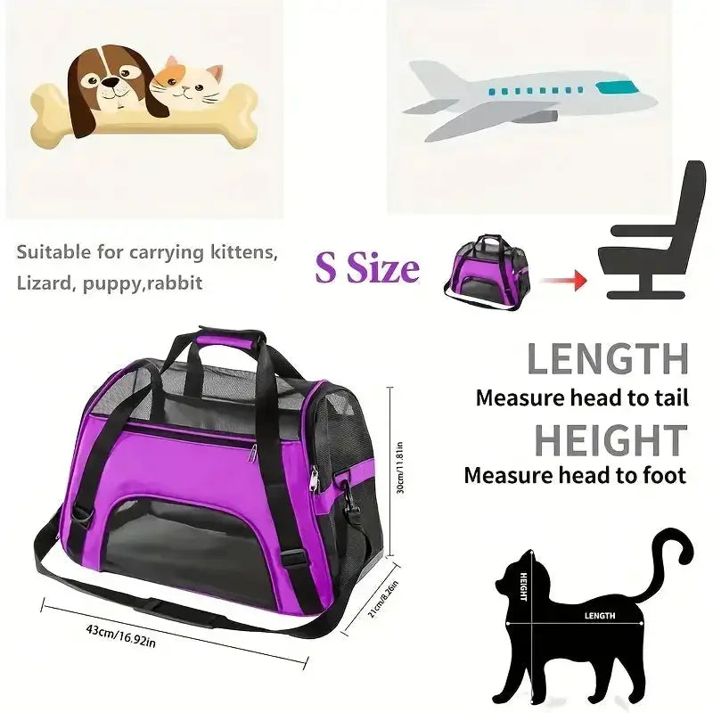 Portable Pet Carrier Bag Breathable Mesh For Small Dogs And Cats Travel Outdoor Handbag