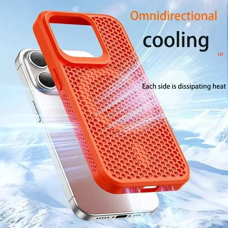 AeroShield Cooling Heat Dissipation Phone Case for iPhone 11 Pro Max to 17 Pro MagSafe Compatible Breathable Hard Back