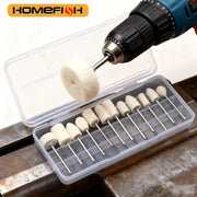12Pcs Wool Felt Polishing Wheels For Rotary Tool 8 To 11.8mm OD 2.35mm Shank Ideal For Nail Art Detailing