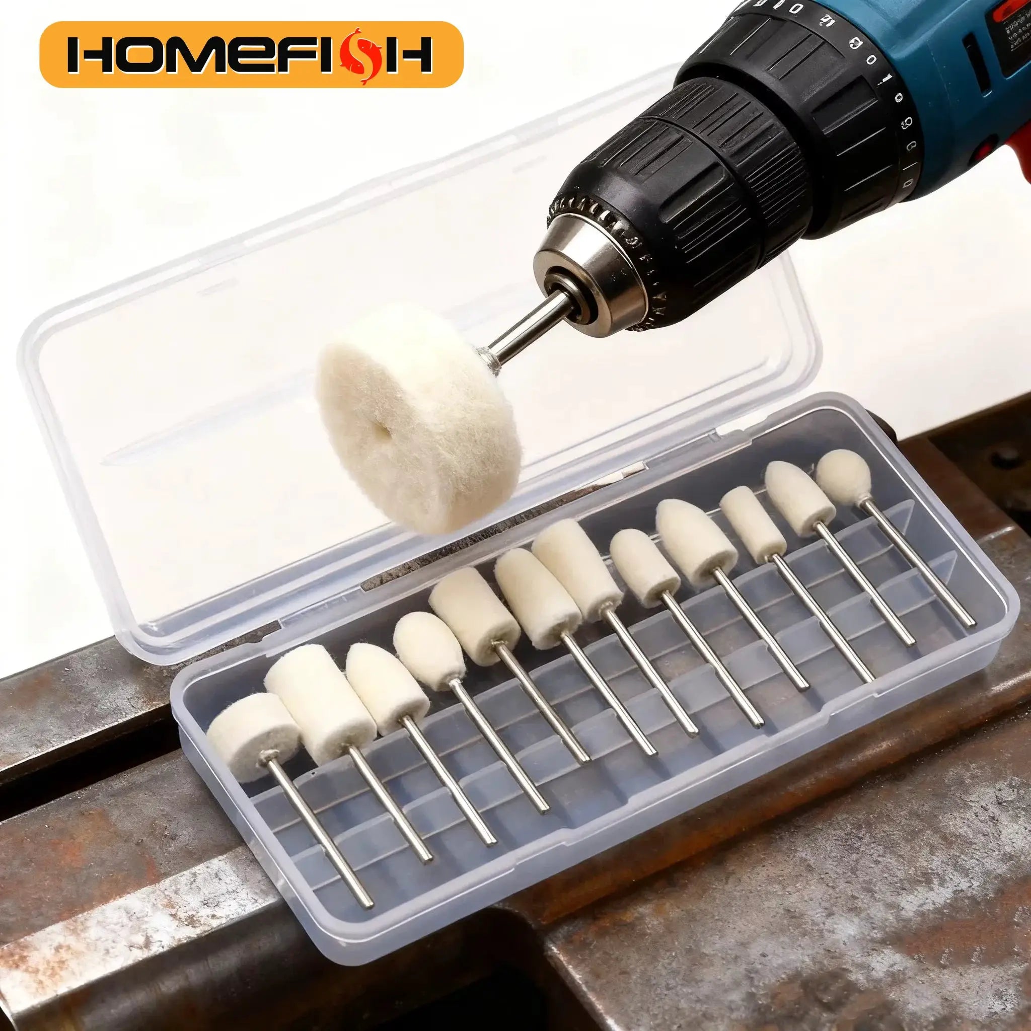 12Pcs Wool Felt Polishing Wheels For Rotary Tool 8 To 11.8mm OD 2.35mm Shank Ideal For Nail Art Detailing