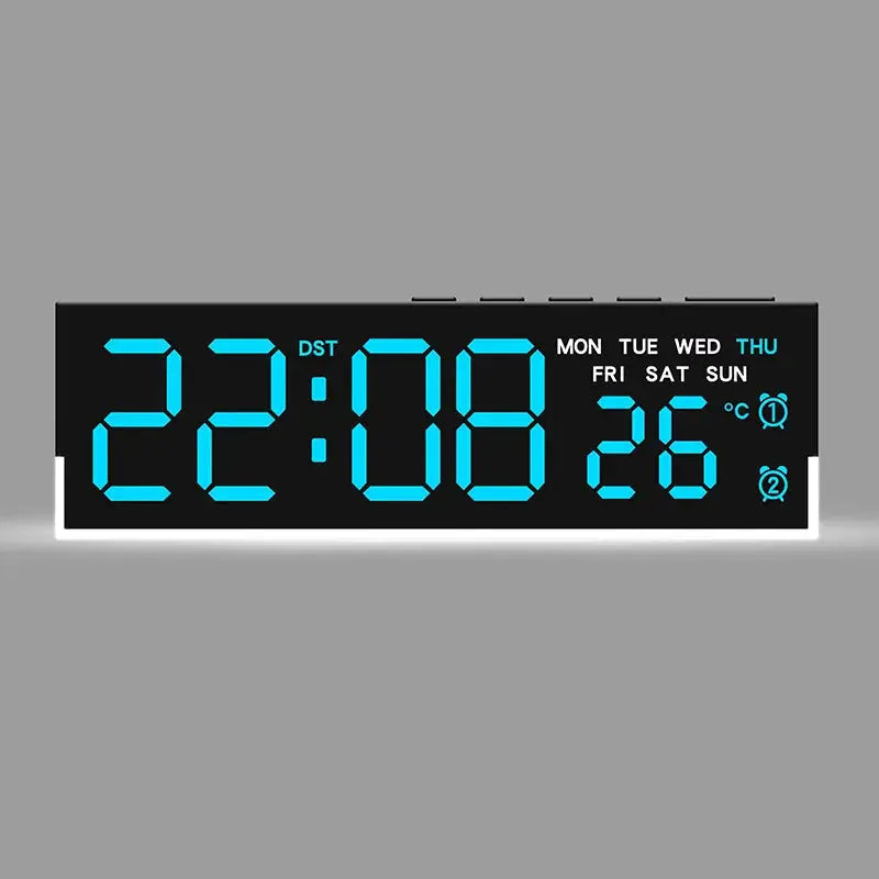 USB powered digital alarm clock with white mood light and blue LED 12/24h display