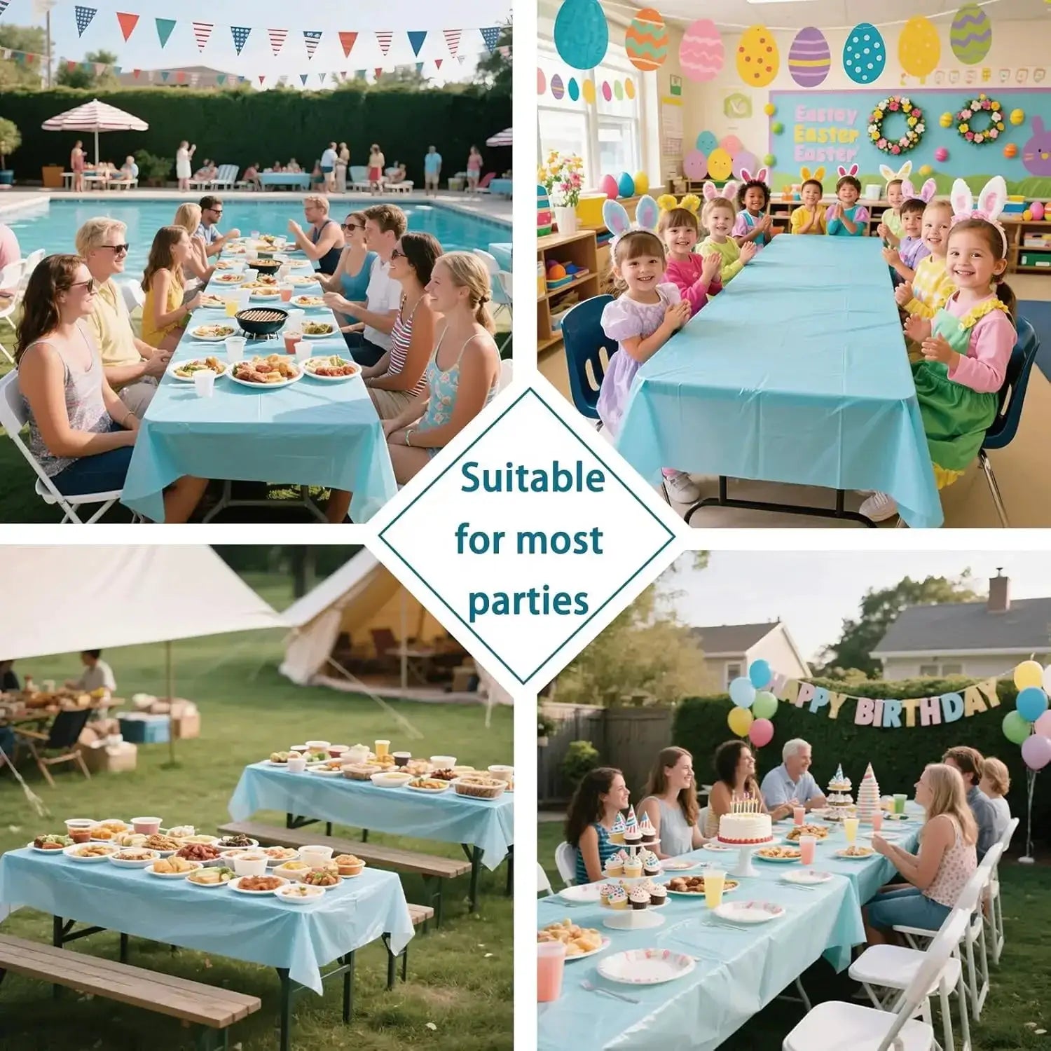 Plastic Disposable Table Cover 137x183cm Waterproof Rectangle For Birthday Parties Weddings Christmas New Year Events