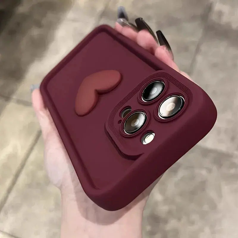 LuxCase 3D Love Heart Silicone Phone Case For iPhone 11 Through 17 Shockproof Candy Color Protection