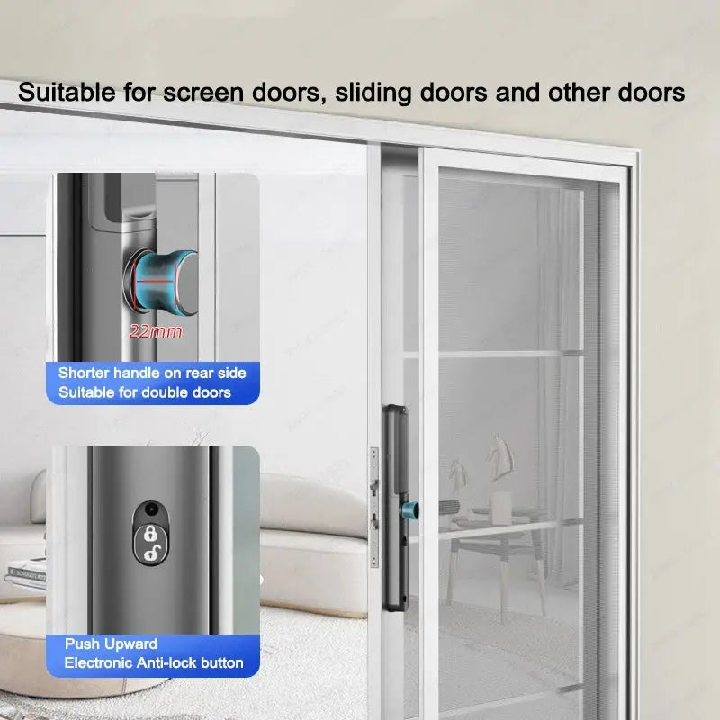 Simples Market slim 2.8cm waterproof sliding door smart lock with fingerprint, password, IC card; TTlock/Alexa compatible