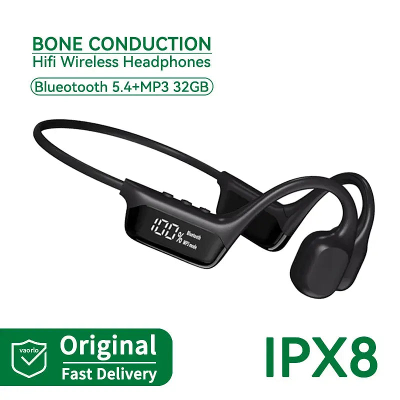 Bone Conduction Earphones IPX8 Waterproof Headset Bluetooth 5.4 Wireless 32GB Storage HiFi Stereo For Swimming