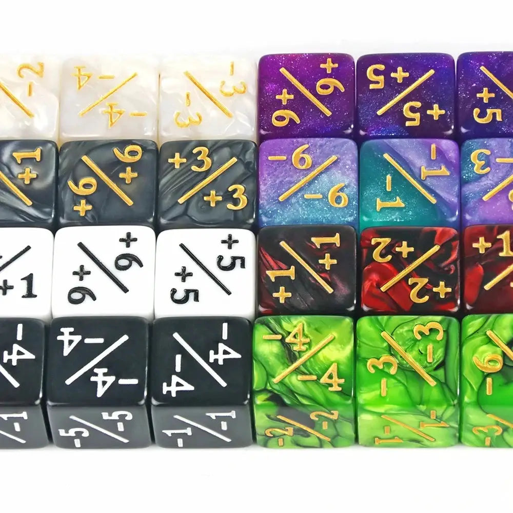 Ten Piece D6 Dice Counters Set With Plus One And Minus One Marks For Math Teaching And Card Game Accessories