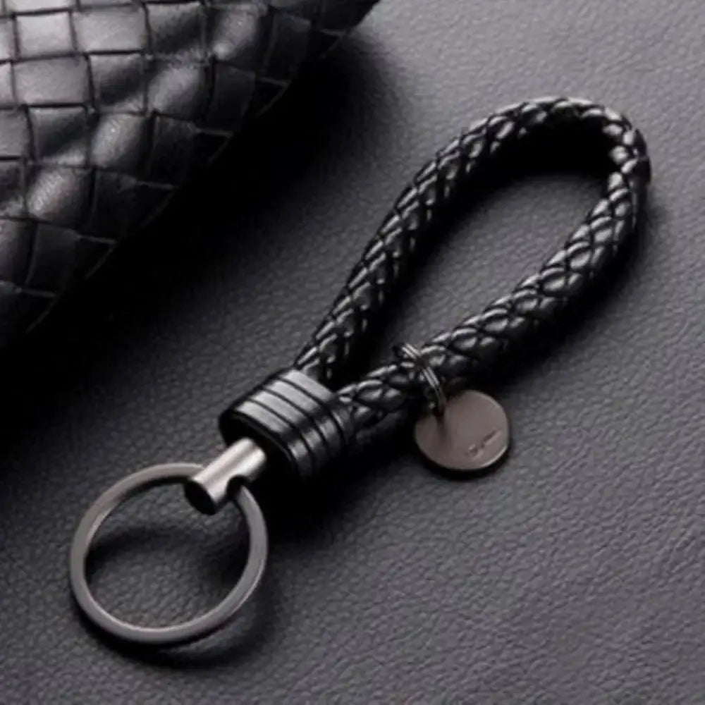PU Leather Braided Woven Rope Keychain DIY Bag Pendant Key Ring Holder Unisex Gift Jewelry