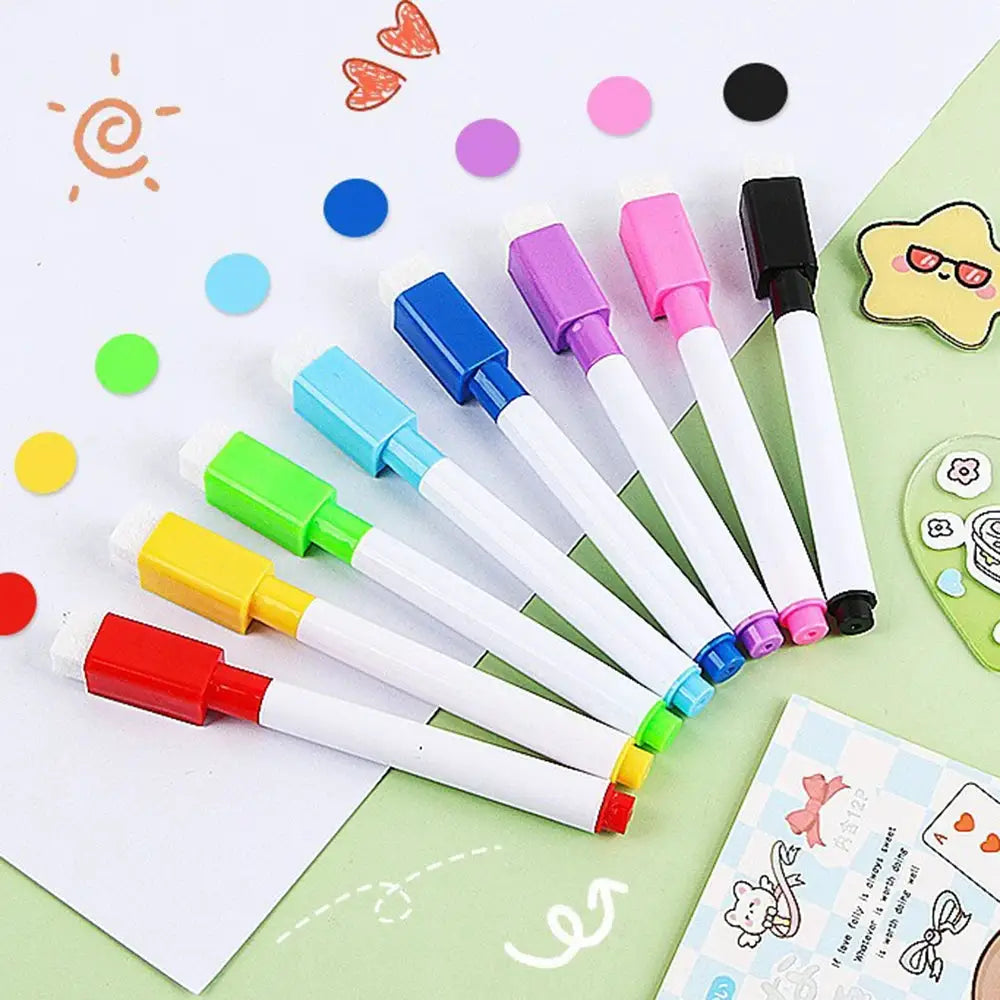 Whiteboard marker pen set with 12 rainbow colors and magnetic caps