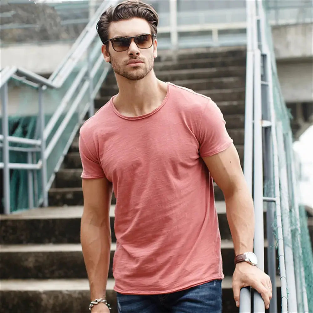 100 Percent Cotton Mens T Shirt Short Sleeve O Neck Solid Casual Tee For Fitness Summer Home Wear