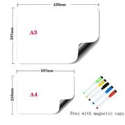 Flexible Magnetic Whiteboard Stickers A3 And A4 With Erasable Markers Refrigerator Memo Board For Kitchen Grocery List