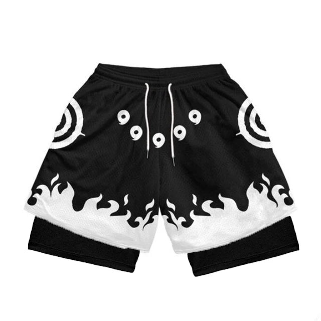 Anime Compression Set Running Sport Fitness Suit for Men Quick Dry Compression Shirt+Gym Shorts 2PCS Workout Summer Sportwear