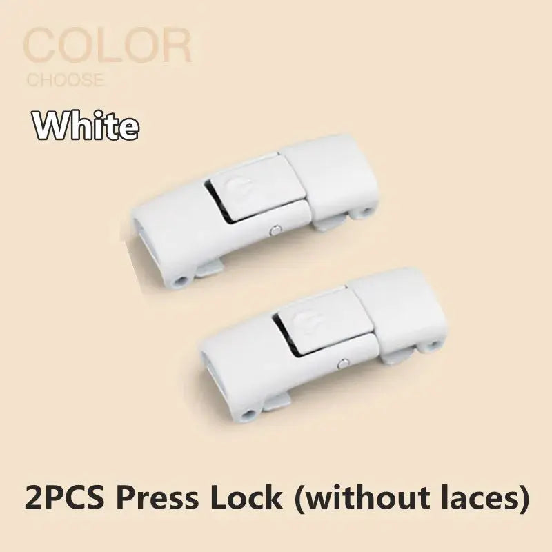 Simples Market 2pcs white press-lock shoe lace fasteners (without laces)