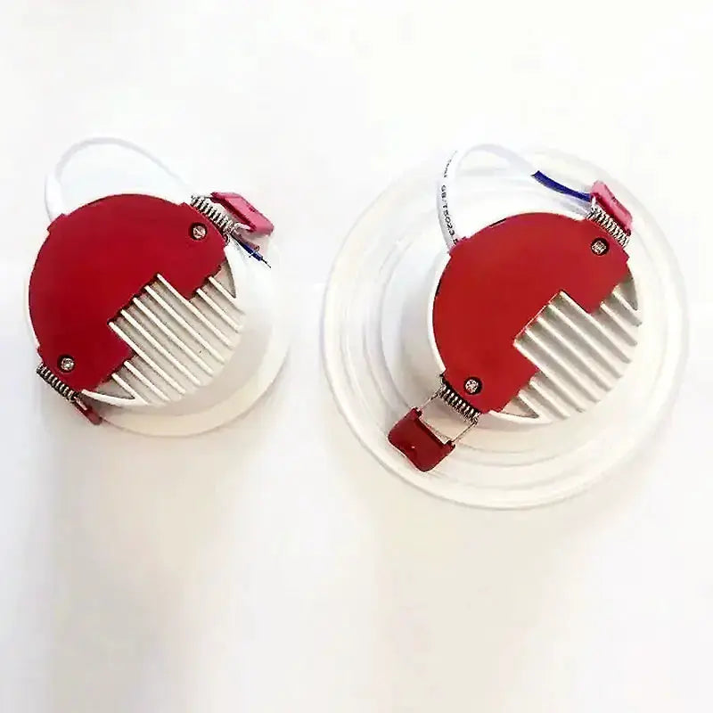 LED downlight recessed spotlight, white circular trim with red heat-sink, 2-pack