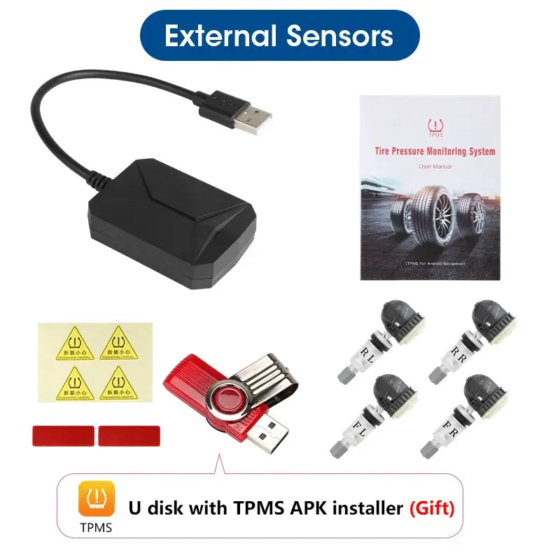 TPMS tire pressure monitoring system with 5 external sensors and USB Android receiver by Simples Market