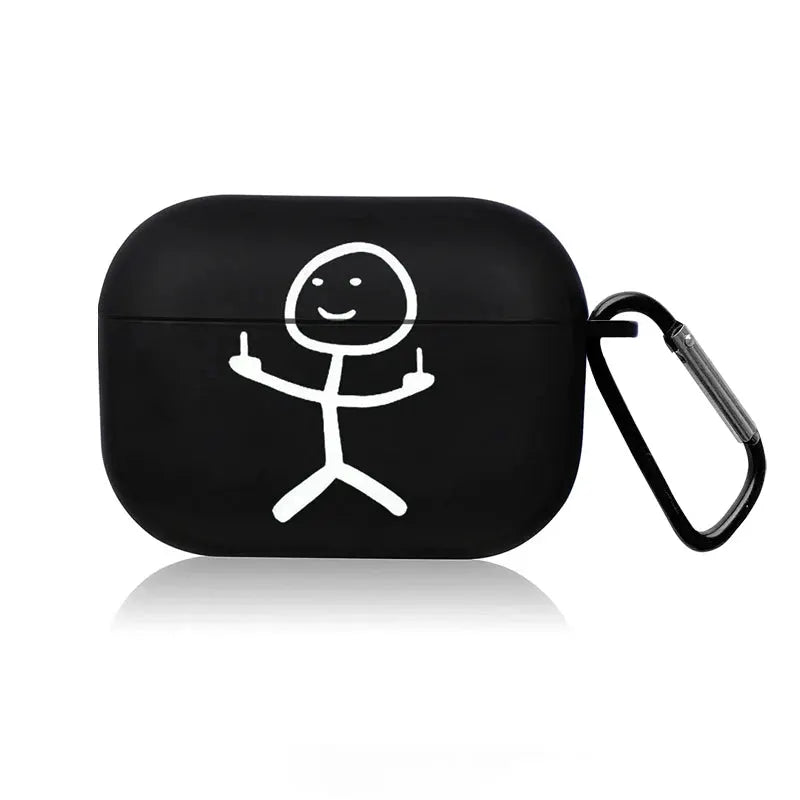 AirPods Pro Case Cute Black TPU Cartoon Design Protective Cover For AirPods Pro 1 2 3 4