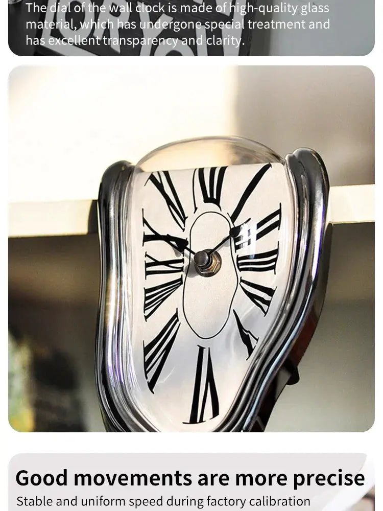 Simples Market surreal melting wall clock with Roman numerals and glass dome