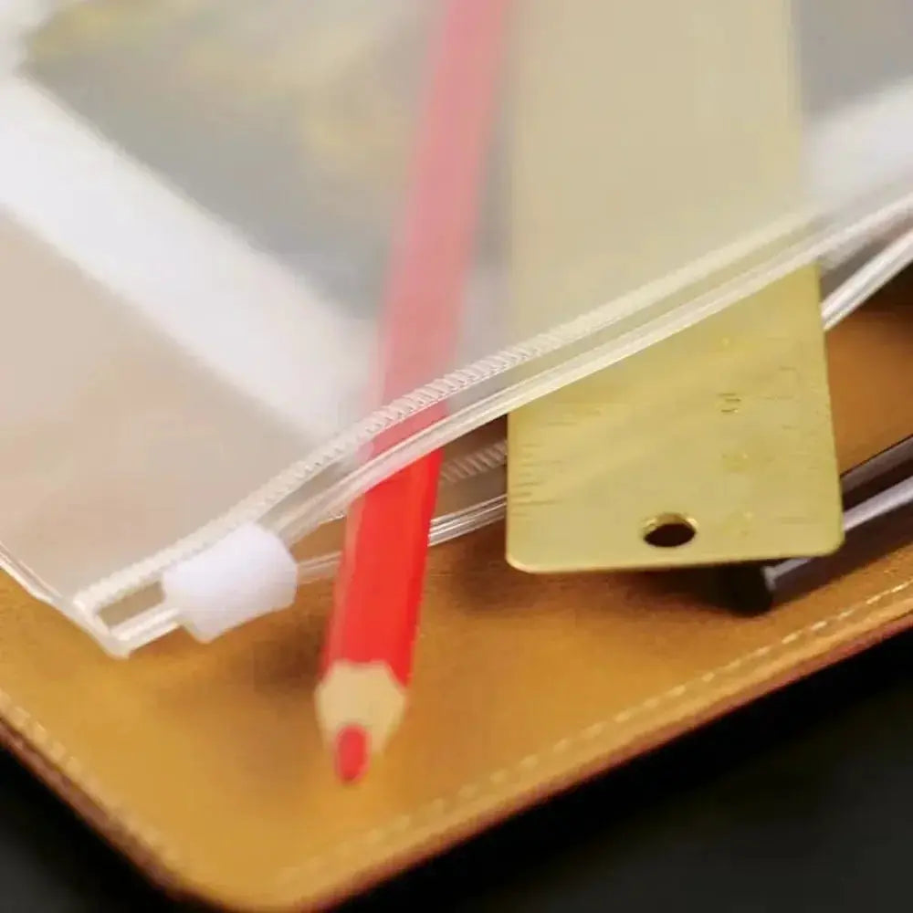Simples Market 10Pcs transparent PVC binder zipper pockets for A5/A6/A7 sizes; waterproof document folders