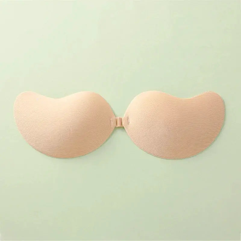 Simples Market invisible strapless adhesive bra, nude seamless silicone cups with center clasp.