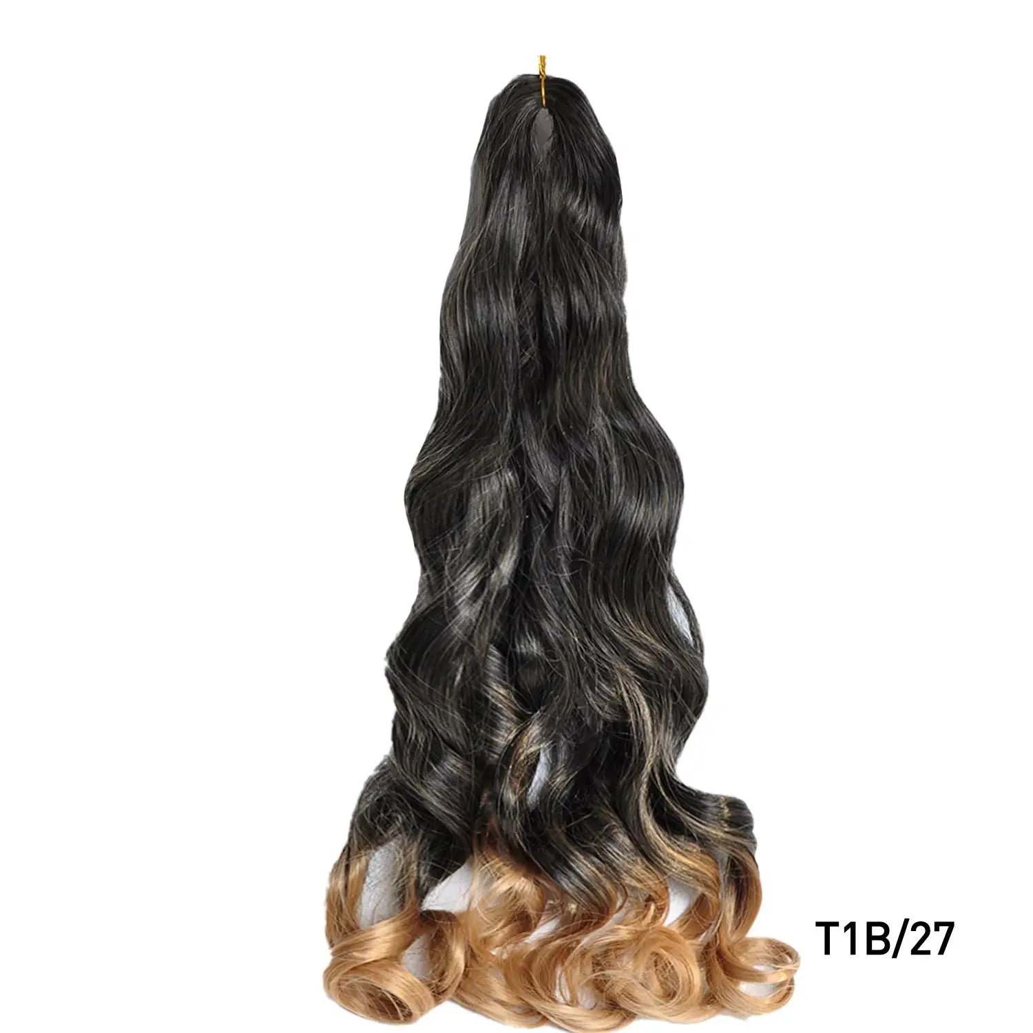 French Curls braiding hair by Simples Market, 24in, synthetic spiral curls with black to blonde ombre ends (T1B/27)