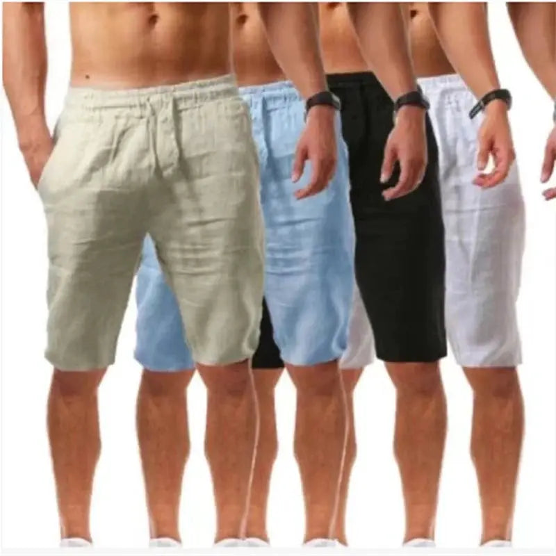 Simples Market men's cotton shorts; breathable solid-color shorts in beige, blue, black, gray, white (5 colors), S–5XL