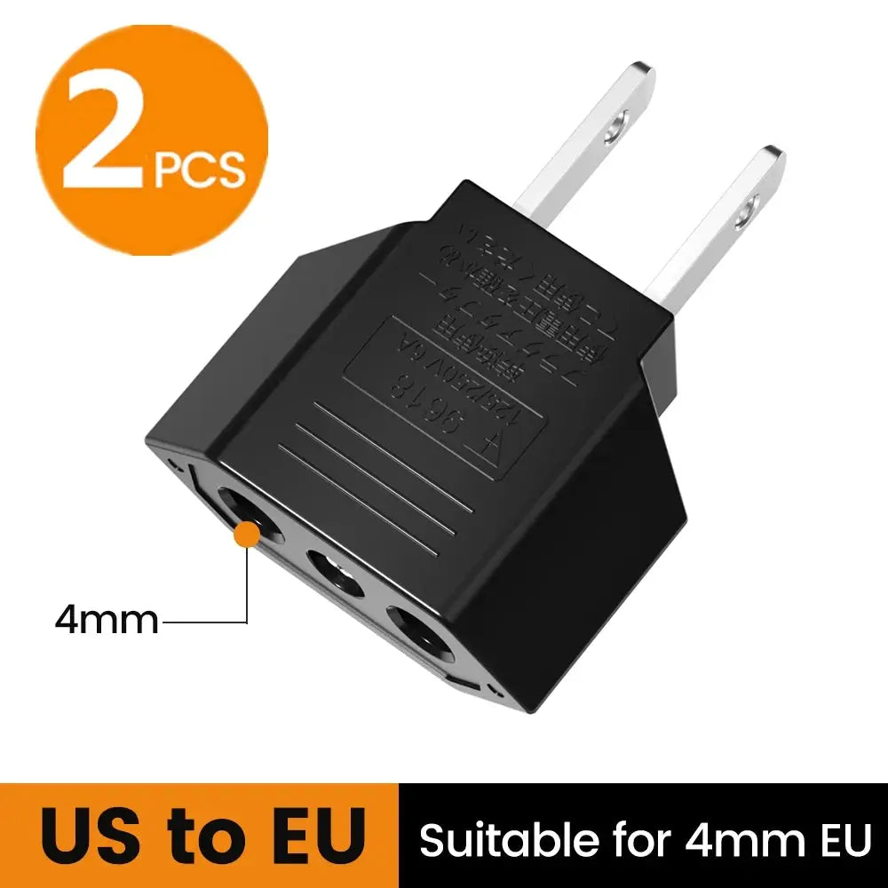 US To EU Travel Adapter Plug With Pure Copper Conductor And Flame Retardant Shell For Safe 10A Use