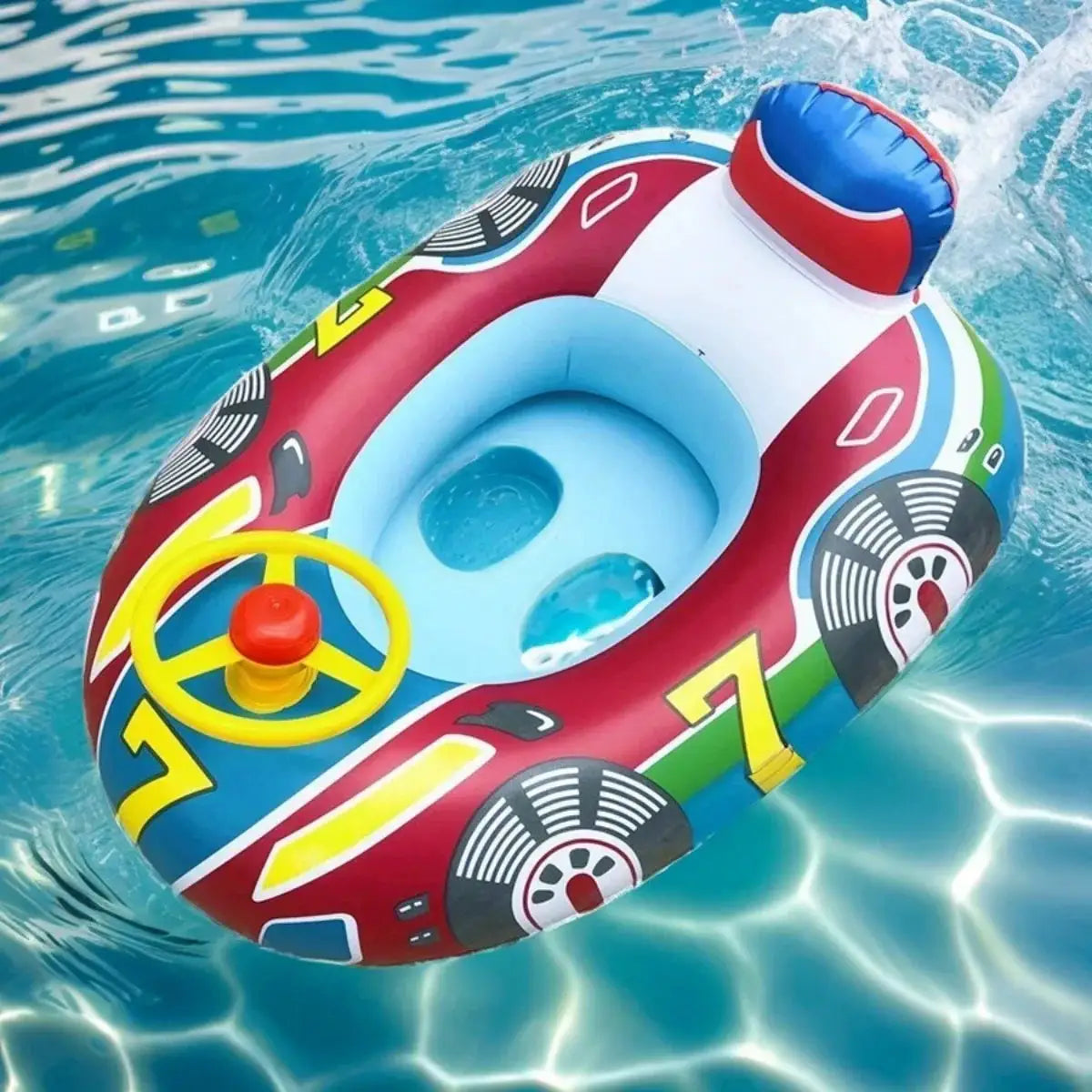 Cute Car Shaped Baby Pool Float With Handles For Toddlers Inflatable Summer Beach Swim Tube