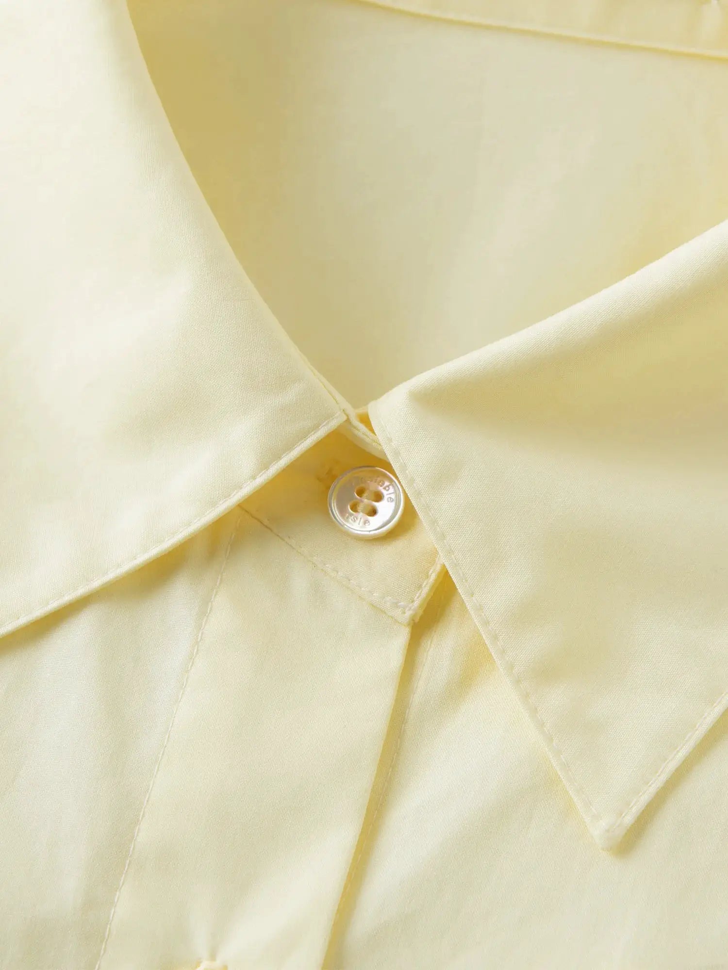 Simples Market FSLE Premium Series women's cotton shirt in pale yellow with button detail