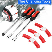 Rim protector tire changing lever kit; 6-piece set with 3 metal levers and 3 red plastic bead tools