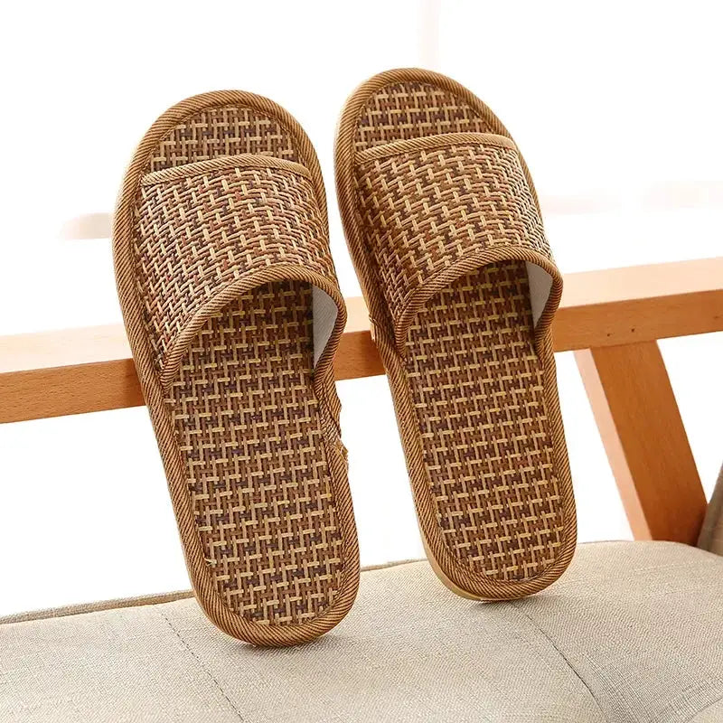 NatureWalk Bamboo Woven Rattan Grass Slippers Breathable Indoor Comfort For Spring And Summer