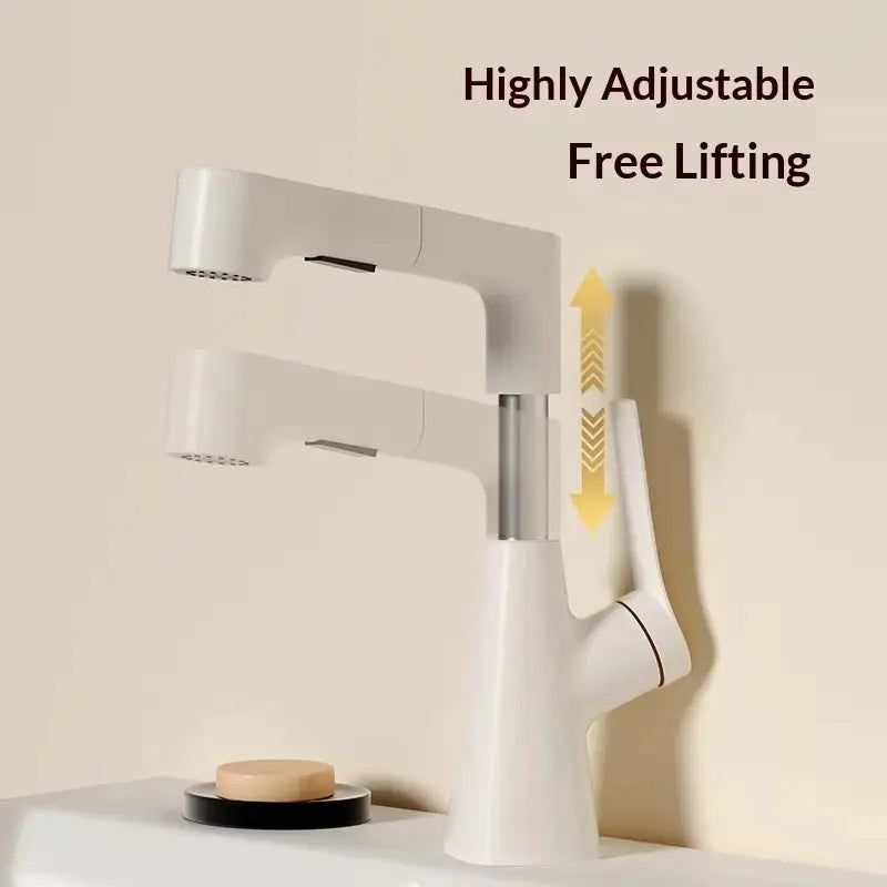 Hair Washing Bathroom Faucet by Simples Market, white pull-out spray with 360° rotatable dual-mode spray