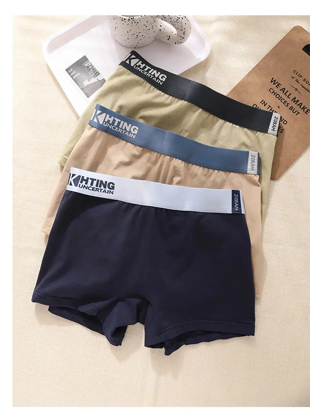 3-pack cotton women's underwear with high-elastic waistband in assorted colors, KHTING brand