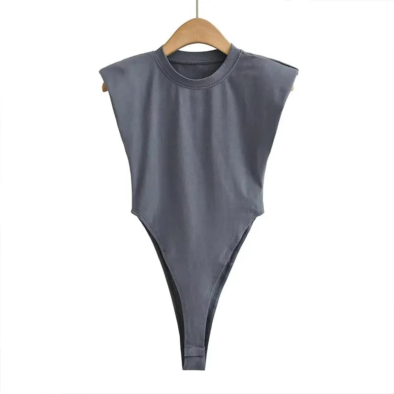 NovaForm Women Bodysuit With Padded Shoulders High Stretch Polyester Elastane Blend Sleeveless Slim Bodycon