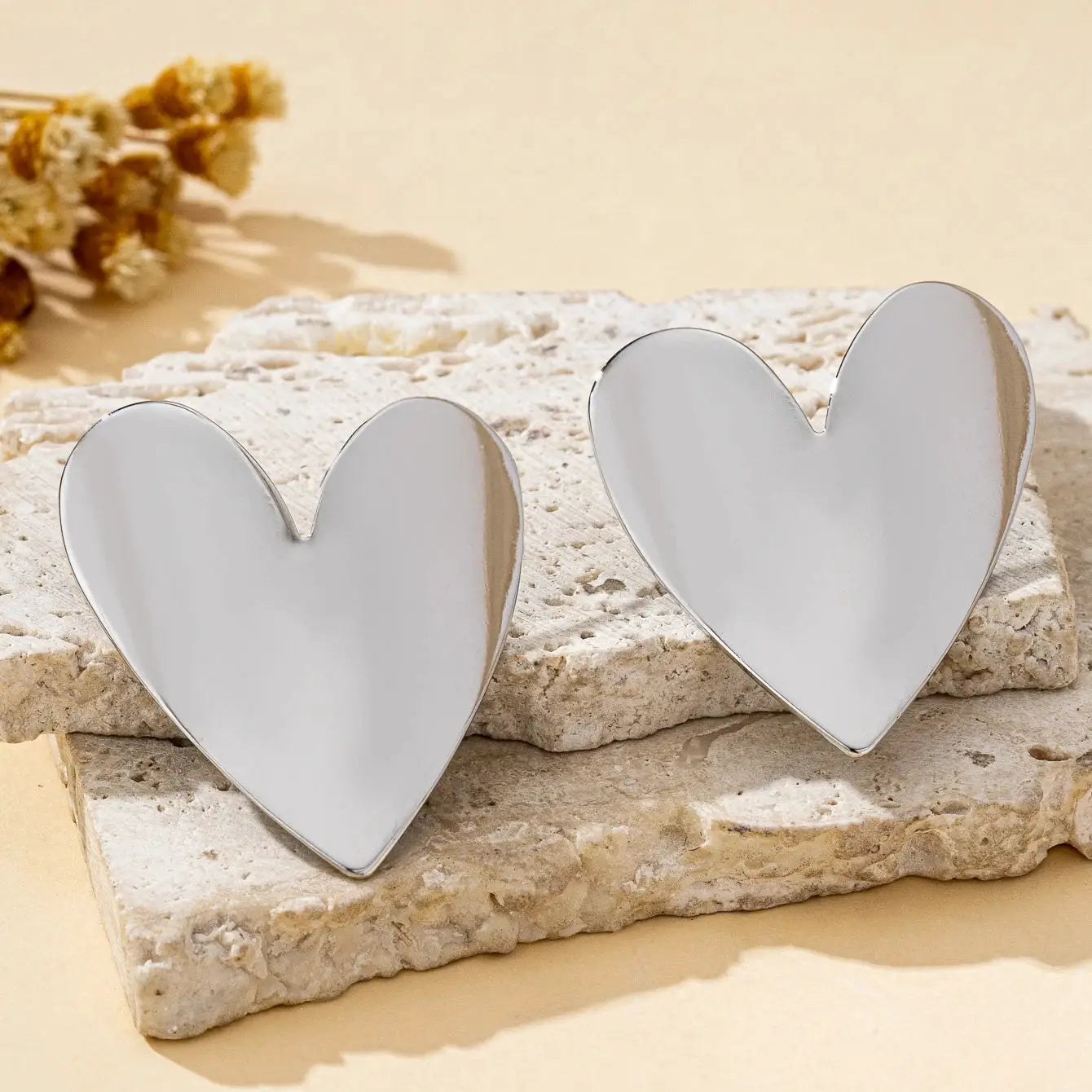 Smooth Irregular Heart Shaped Earrings For Women Elegant Stud Jewelry For Everyday And Vacation Wear