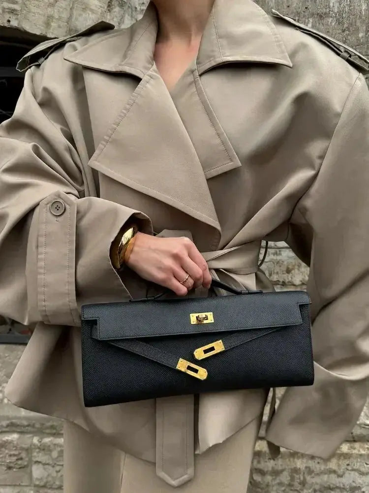 Lace Up Trench Coat For Women Waist Cinching Windproof Autumn Office Ready Outerwear