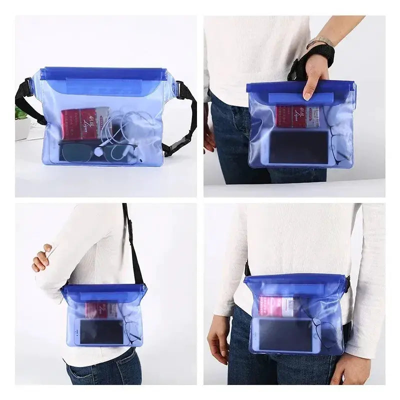 Three Layer High Waterproof Sealing Swimming Bag Large Transparent Dry Pouch For Iphone And Mobile Phones