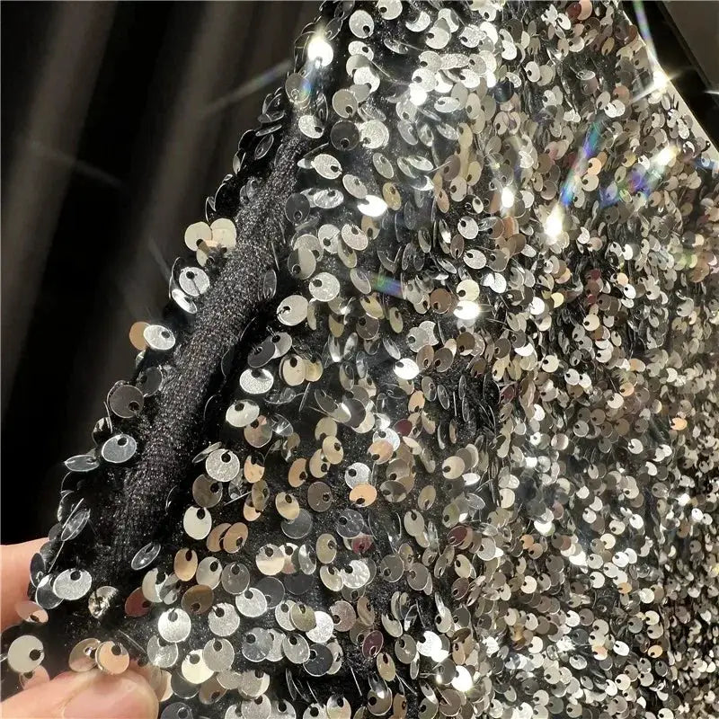New Autumn black velvet shorts by Simples Market with shiny silver sequins.