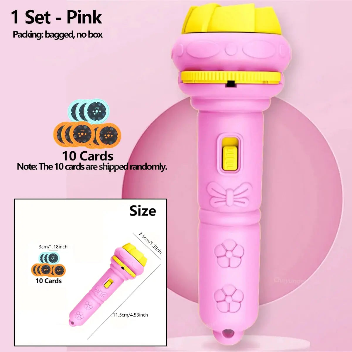 Kids Cartoon Projector Flashlight With 80 Images And 10 Cards Night Light Toy For Bedtime Stories And Education Gift