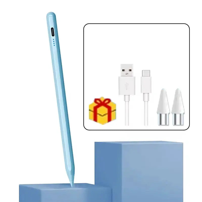 Simples Market blue universal stylus pen for touchscreen devices with USB charging cable and two replacement tips