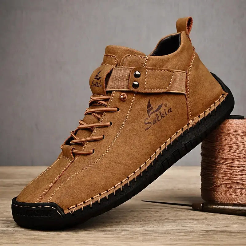 New 2025 Handmade Leather Casual Shoes For Men Breathable Sneakers Ankle Boots Outdoor