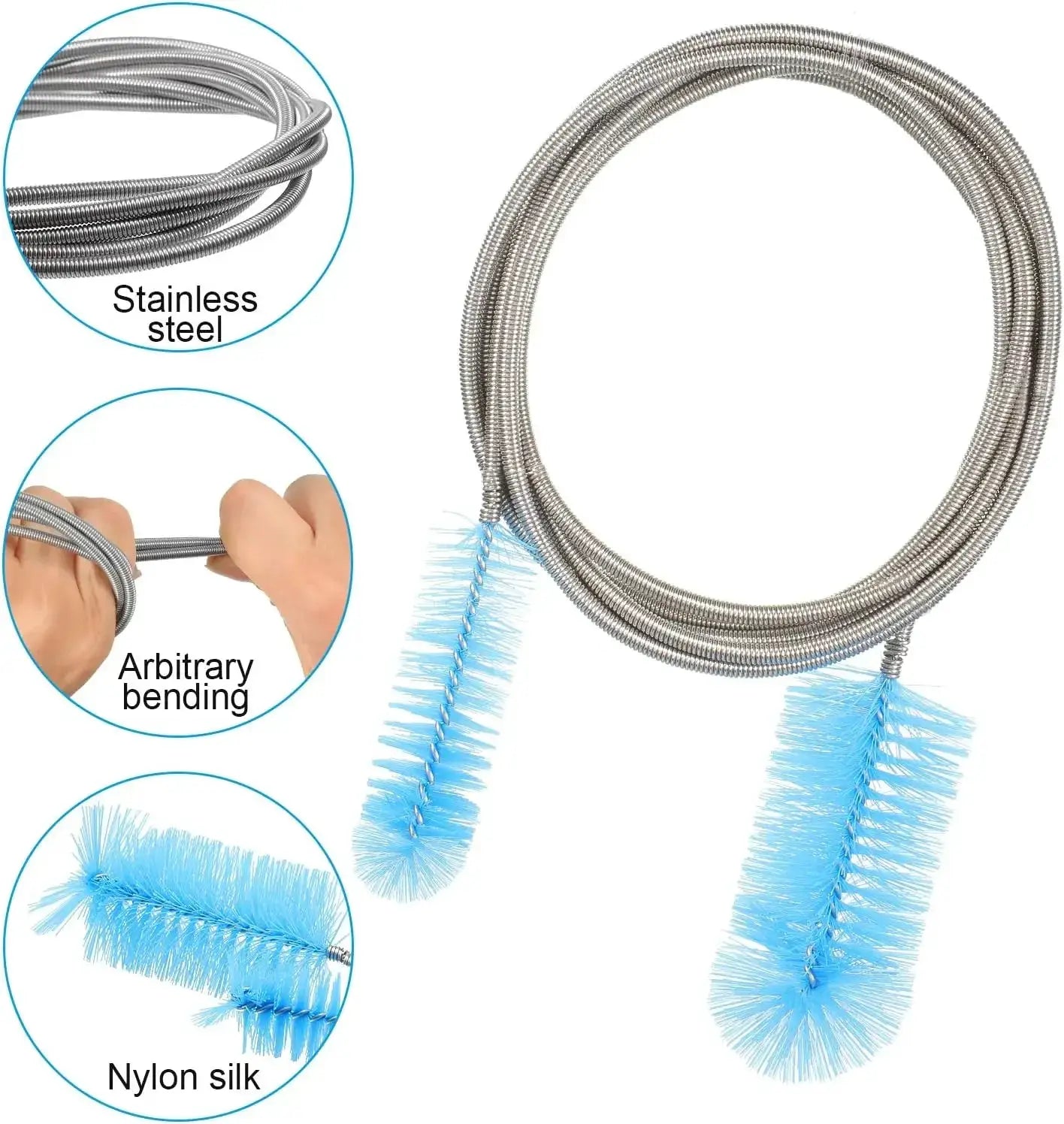 Stainless Steel Aquarium Cleaning Brush for Water Filter Pumps Lily Pipes Air Tubes and Hoses Fish Tank Maintenance Tool