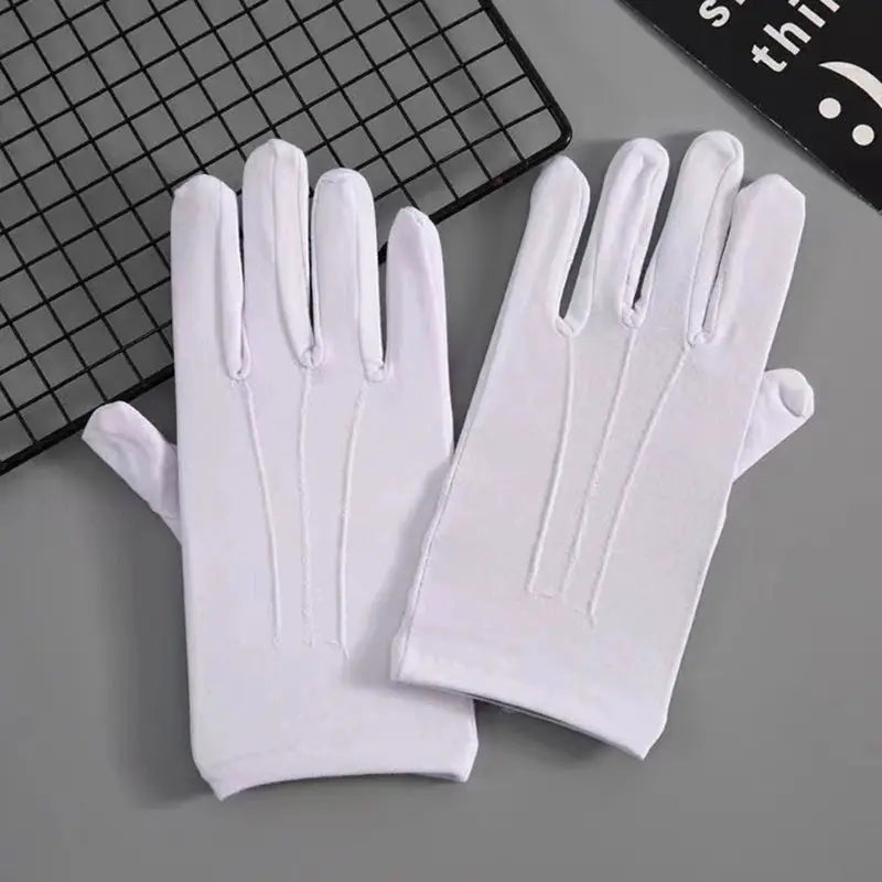 4-pack white cotton gloves for men, formal tuxedo and ceremony wear