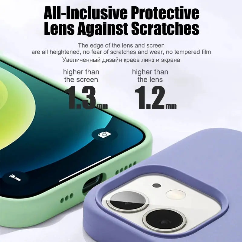 Simples Market luxury liquid silicone shockproof iPhone case for iPhone 11–17 Pro Max in mint green and lavender 2-pack