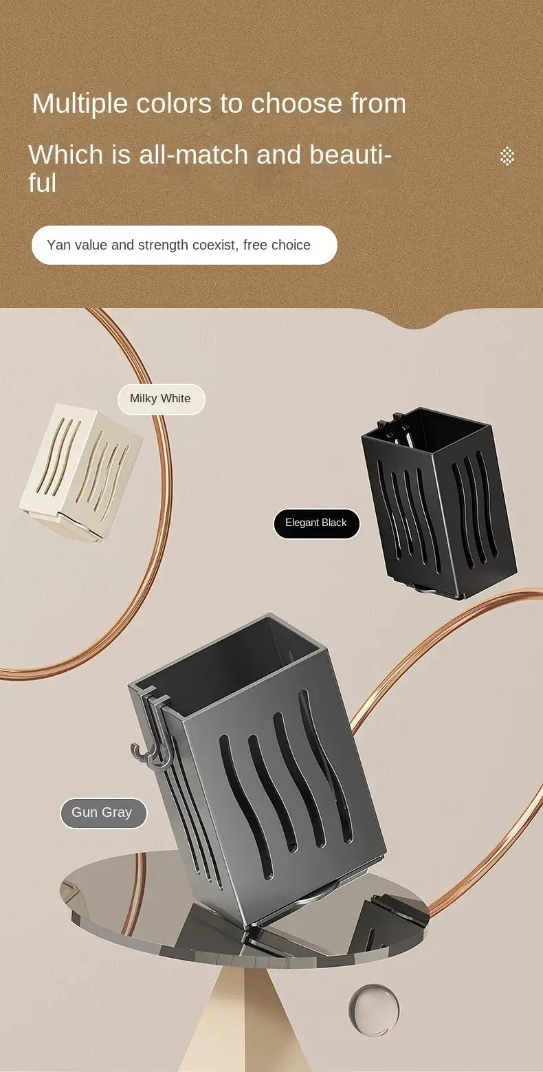 Chopstick storage box wall-mounted utensil holder, available in milky white, elegant black, and gun gray by Simples Market