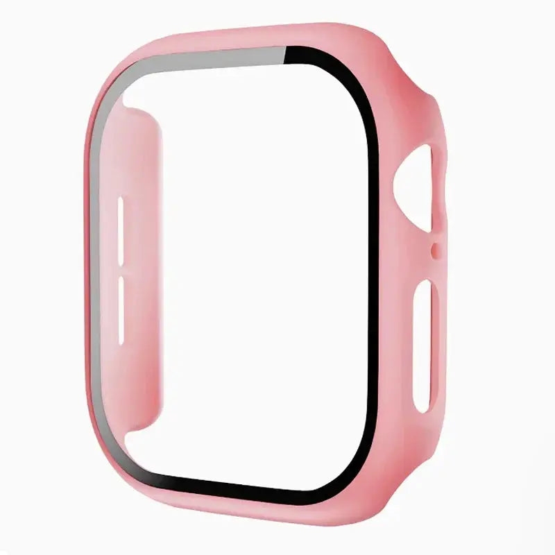 Simples Market pink Apple Watch case with tempered glass screen protector for 38-46mm